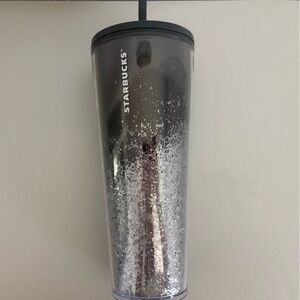 Starbucks 2019 Black with Silver Glitter Tumbler with Straw
